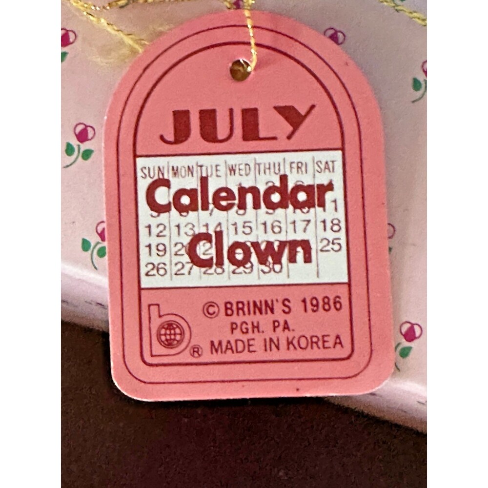 Brinn's Calendar Clown Figurine – July Month Collectible Porcelain Vintage 1980s - Picture 6 of 6